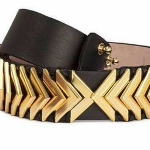 NIB BALMAIN H&M BLACK GOLD CHEVRON BELT KENDALL JENNER GIGI HADID MEDIUM RARE main image 10